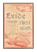 An advertising poster created for Exide celebrating the winners of the 1924 race at Brooklands