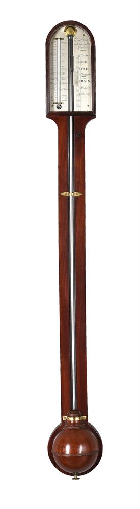 A WILLIAM IV/EARLY VICTORIAN MAHOGANY MERCURY STICK BAROMETER