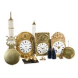 THREE FRENCH COMTOISE/MORBIER CLOCK MOVEMENTS AND DIALS