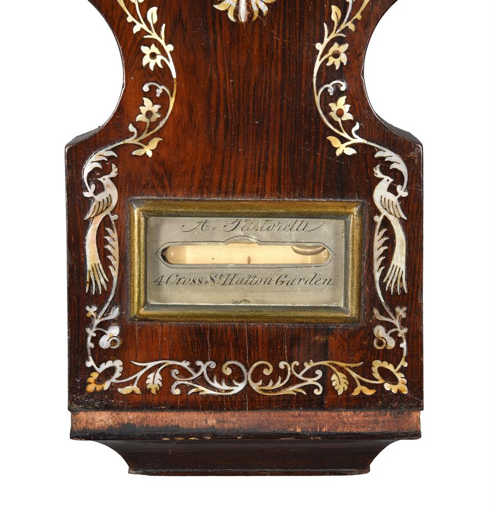 Y AN EARLY VICTORIAN MOTHER-OF-PEARL INLAID ROSEWOD MERCURY WHEEL BAROMETER - Image 2 of 2