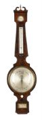 A WILLIAM IV MAHOGANY MERCURY WHEEL BAROMETER WITH 10 INCH DIAL