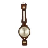 A WILLIAM IV MAHOGANY MERCURY WHEEL BAROMETER WITH 10 INCH DIAL