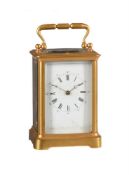 A FRENCH GILT BRASS REPEATING CARRIAGE CLOCK