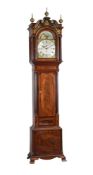 AN IMPRESSIVE INLAID MAHOGANY EIGHT-DAY QUARTER CHIMING LONGCASE CLOCK WITH MOONPHASE