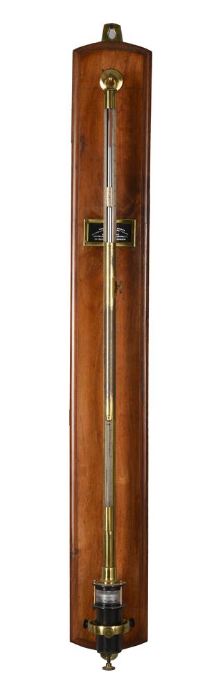 A LATE VICTORIAN LACQUERED BRASS FORTIN-TYPE LABORATORY MERCURY STICK BAROMETER