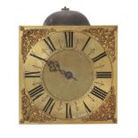 A QUEEN ANNE POSTED THIRTY-HOUR LONGCASE CLOCK MOVEMENT WITH TEN-INCH DIAL