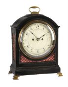 A REGENCY EBONISED QUARTER STRIKING BRACKET CLOCK