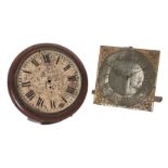 A GEORGE III THIRTY-HOUR LONGCASE CLOCK MOVEMENT AND DIAL