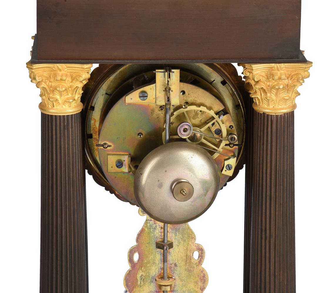 A FRENCH CHARLES X ORMOLU AND PATINATED BRONZE PORTICO MANTEL CLOCK - Image 2 of 2