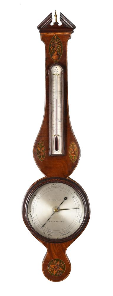 A RARE GEORGE III INLAID MAHOGANY MERCURY WHEEL BAROMETER