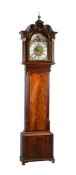 A GEORGE III MAHOGANY LONGCASE CLOCK WITH MOONPHASE, CONCENTRIC CALENDAR AND CENTRE SECONDS