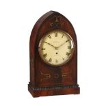 A GEORGE IV BRASS INLAID MAHOGANY LANCET-SHAPED BRACKET TIMEPIECE