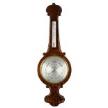 A VICTORIAN WALNUT MERCURY WHEEL BAROMETER WITH TWELVE-INCH DIAL