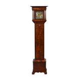 A FIGURED MAHOGANY MINIATURE LONGCASE TIMEPIECE