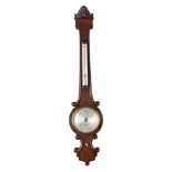 Y A VICTORIAN ROSEWOOD MERCURY WHEEL BAROMETER WITH SIX-INCH DIAL