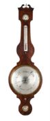 Y AN EARLY VICTORIAN MAHOGANY MERCURY WHEEL BAROMETER WITH TWELVE-INCH DIAL