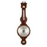 Y AN EARLY VICTORIAN MAHOGANY MERCURY WHEEL BAROMETER WITH TWELVE-INCH DIAL