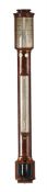 Y A FINE EARLY VICTORIAN MAHOGANY BOWFRONTED MERCURY STICK BAROMETER