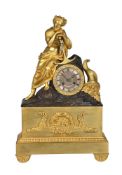A FRENCH EMPIRE ORMOLU AND PATINTED BRONZE FIGURAL MANTEL CLOCK