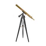 A SUBSTANTIAL VICTORIAN LACQUERED BRASS 3.75-INCH REFRACTING TELESCOPE