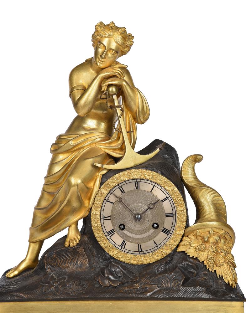 A FRENCH EMPIRE ORMOLU AND PATINTED BRONZE FIGURAL MANTEL CLOCK - Image 2 of 3