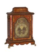 A FINE AND RARE GEORGE III RED JAPANNED MUSICAL TABLE CLOCK MADE FOR THE MIDDLE-EASTERN MARKET