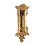 AN UNUSUAL AUSTRIAN GILTWOOD AND GESSO WALL REGULATOR TIMEPIECE