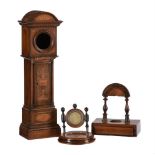 Y A LATE VICTORIAN INLAID ROSEWOOD WATCHSTAND IN THE FORM OF A MINIATURE LONGCASE CLOCK