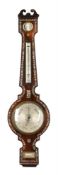 Y AN EARLY VICTORIAN MOTHER-OF-PEARL INLAID ROSEWOD MERCURY WHEEL BAROMETER