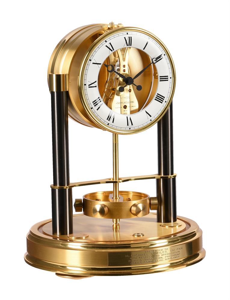 A GILT AND OXIDISED BRASS 150 YEAR ANNIVERSARY ATMOS TIMEPIECE - Image 2 of 7