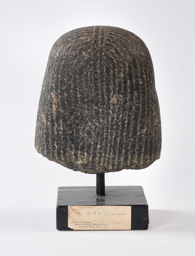 A BASALT HEAD OF AN EGYPTIAN FIGURE, POSSIBLY LATE DYNASTIC PERIOD - Image 3 of 3