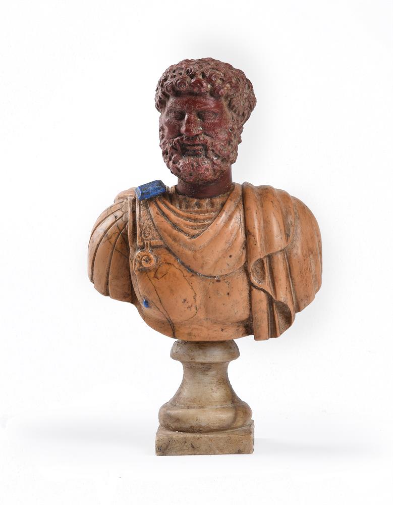 AN ITALIAN POLYCHROME MARBLE BUST OF THE ROMAN EMPEROR HADRIAN (76 AD-138 AD), 19TH CENTURY - Image 2 of 3