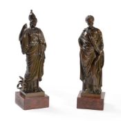 AFTER THE ANTIQUE, A BRONZE FIGURE OF ATHENA AND ANOTHER FEMALE FIGURE, LATE 19TH CENTURY