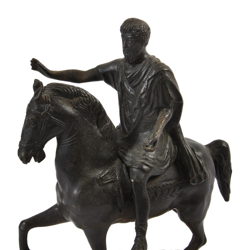 AFTER THE ANTIQUE, AN ITALIAN STATUETTE OF THE MARCUS AURELIUS EQUESTRIAN MONUMENT, 19TH CENTURY - Image 2 of 3