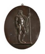 AN OVAL BRONZE PLAQUE DEPICTING THE GREEK GOD ZEUS, EARLY 19TH CENTURY