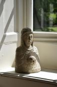 A VENETIAN BUST OF THE VIRGIN AND CHILD IN ISTRIAN STONE, POSSIBLY 16TH/17TH CENTURY