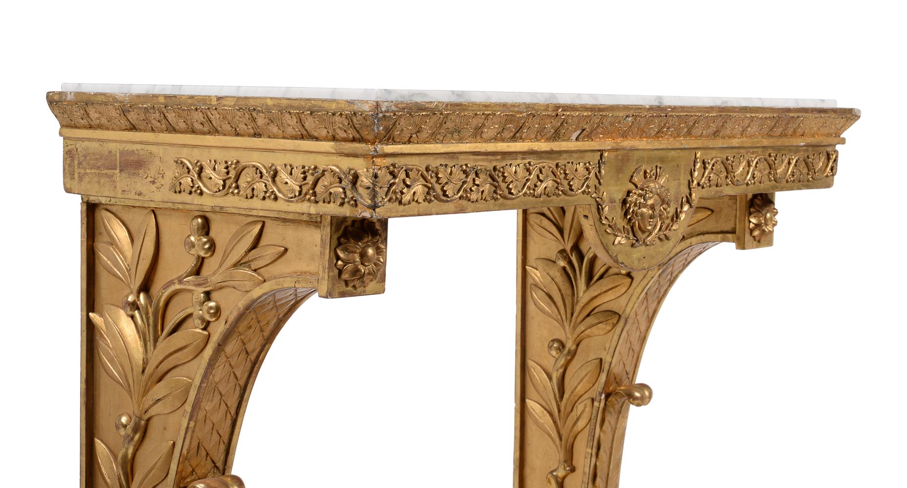 A CARVED GILTWOOD CONSOLE TABLE, FIRST QUARTER 19TH CENTURY - Image 6 of 6