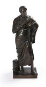 AFTER THE ANTIQUE, A BRONZE FIGURE OF SOPHOCLES, MID 19TH CENTURY