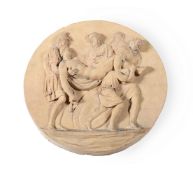 ATTRIBUTED TO COADE, A GEORGE III ARTIFICIAL STONE ROUNDEL OF 'THE DEATH OF CATO', CIRCA 1800