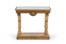 A CARVED GILTWOOD CONSOLE TABLE, FIRST QUARTER 19TH CENTURY