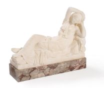 AFTER THE ANTIQUE, A CARVED WHITE MARBLE FIGURE OF 'THE SLEEPING ARIADNE', LATE 19TH CENTURY