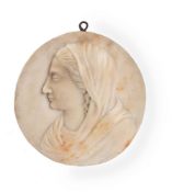 AN ITALIAN MARBLE PORTRAIT ROUNDEL OF AN EMPRESS, 19TH CENTURY
