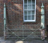 A LARGE VICTORIAN WROUGHT IRON ESTATE GATE WITH CAST IRON POSTS, CIRCA 1880