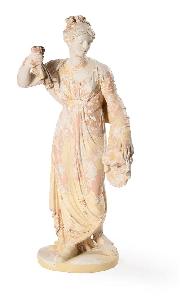 A PLASTER STATUE OF MELPOMENE, MUSE OF CHORUS AND TRAGEDY, EARLY 19TH CENTURY