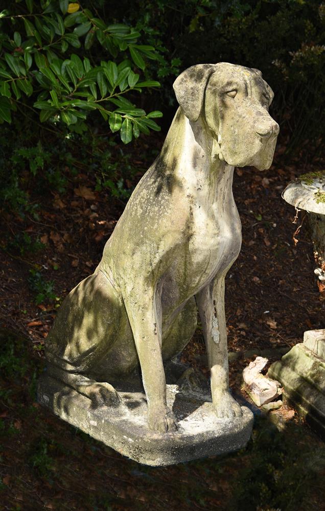 A LARGE COMPOSITION STONE MODEL OF A GREAT DANE DOG, CONTEMPORARY