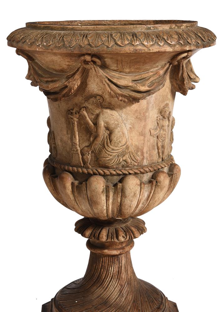 AFTER THE ANTIQUE, A PAIR OF PLASTER URNS, 19TH CENTURY - Image 5 of 6