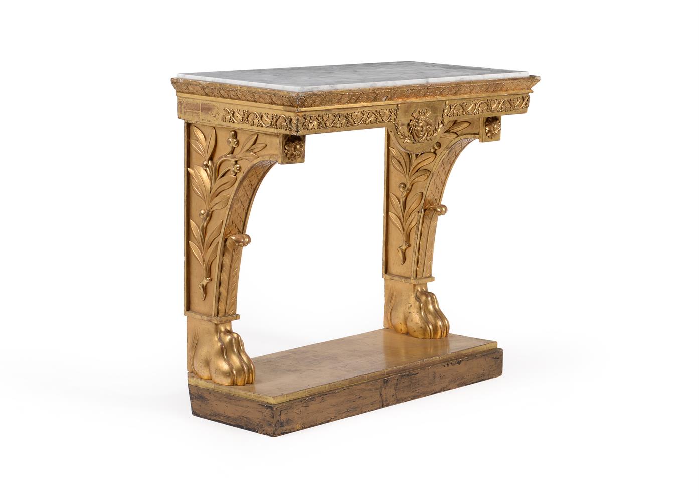 A CARVED GILTWOOD CONSOLE TABLE, FIRST QUARTER 19TH CENTURY - Image 4 of 6