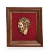 A FRAMED ITALIAN WHITE MARBLE RELIEF OF A PHILOSOPHER, 18TH/19TH CENTURY