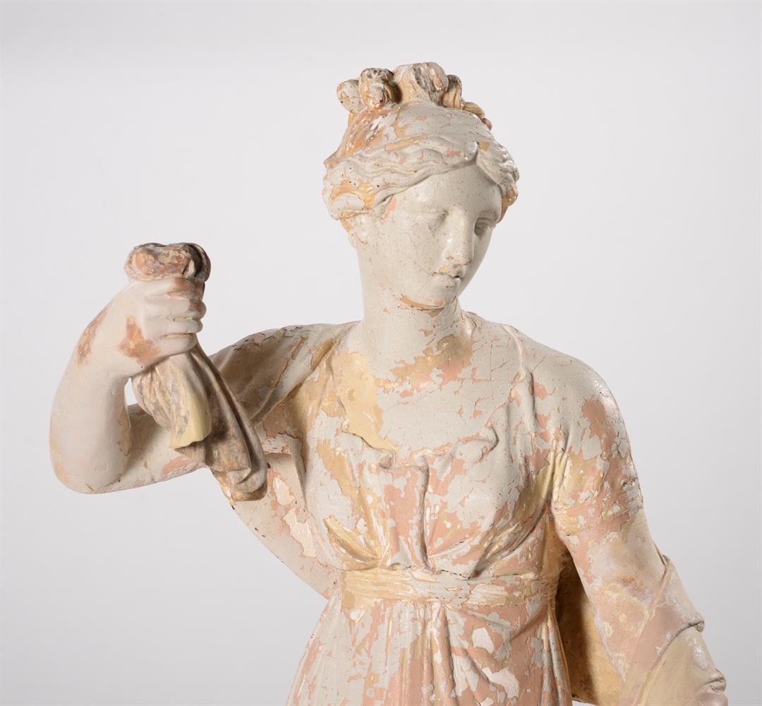 A PLASTER STATUE OF MELPOMENE, MUSE OF CHORUS AND TRAGEDY, EARLY 19TH CENTURY - Image 2 of 4