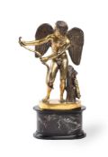 ANTONIO MESSINA (ITALIAN, 1863-1899), A GILT BRONZE FIGURE OF A WINGED CUPID WITH BOW